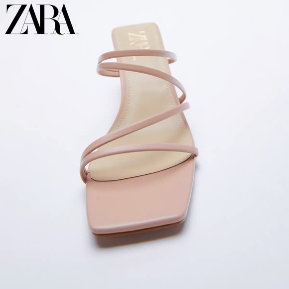 Zara Heeled Leather Square Toe Sandals - Picture 3 of 9